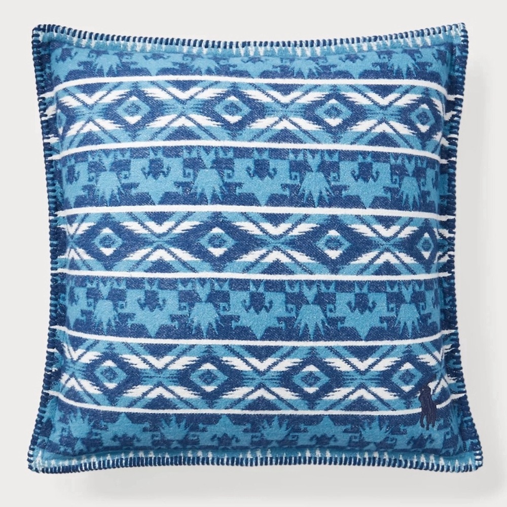 RALPH LAUREN HAVEMEYER Southwestern Aztec Indigo Blue 20x20 Throw Pillow